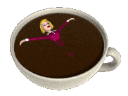 woman swims in coffee