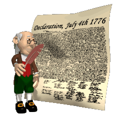 Ben Franklin points to Declaration of Independence