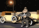 gangster with vintage car