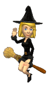cute witch on broom