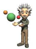 Einstein playing with atom