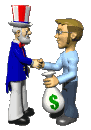 Uncle Sam giving money away to the rich