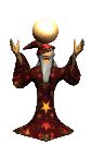 wizard with orb casting spell
