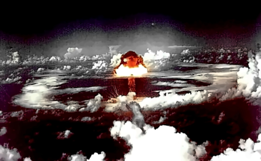 A-bomb fireball from a distance