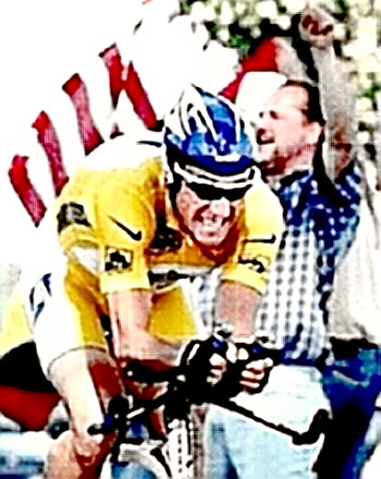 Lance Armstrong winning the Tour de France for USA