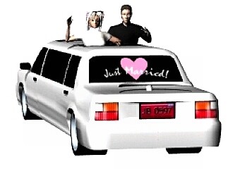 Bride & Groom in limousine