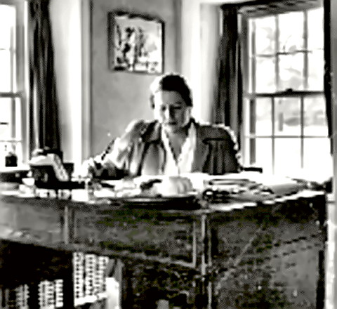 Novelist Pearl S. Buck at her desk