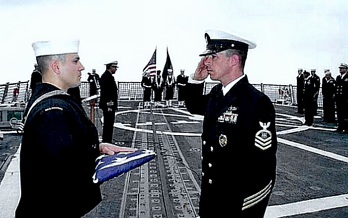 Burial at Sea Ceremony in USS Bulkeley