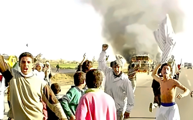 burning tank  truck in Iraq