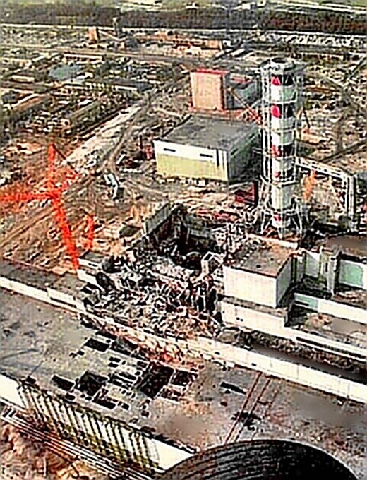 Chernobyl Reactor #4 showing damage
