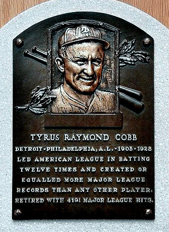 Ty Cobb Hall of Fame plaque