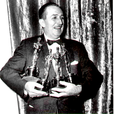 Walt Disney with Oscars