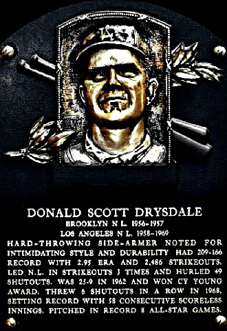 Drysdale Hall of Fame plaque