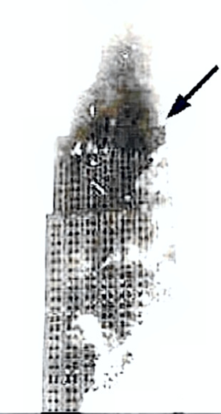 Empire State Building - arrow shows crash site