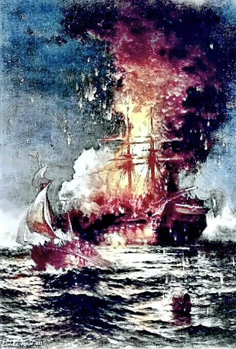 Burning of the Frigate Philadelphia by Edward Moran