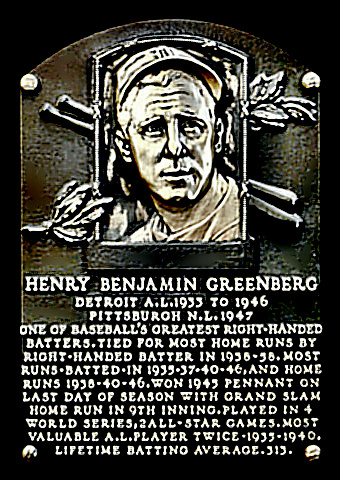 Hall of Famer Hank Greenberg's plaque