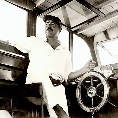 Hemingway on his boat Pilar