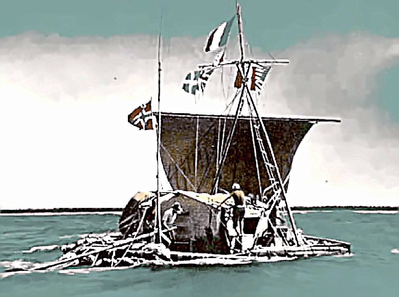 Thor Heyerdahl & crew in Kon Tiki