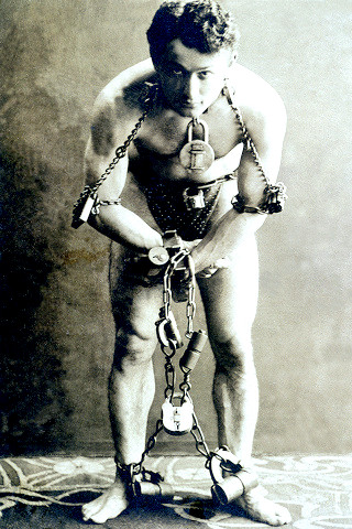 Harry Houdini chained up
