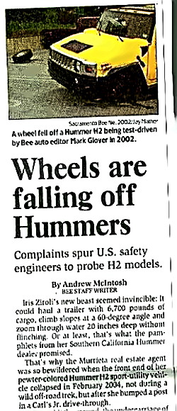 Sacramento Bee 7/21/06 Hummer wheels story