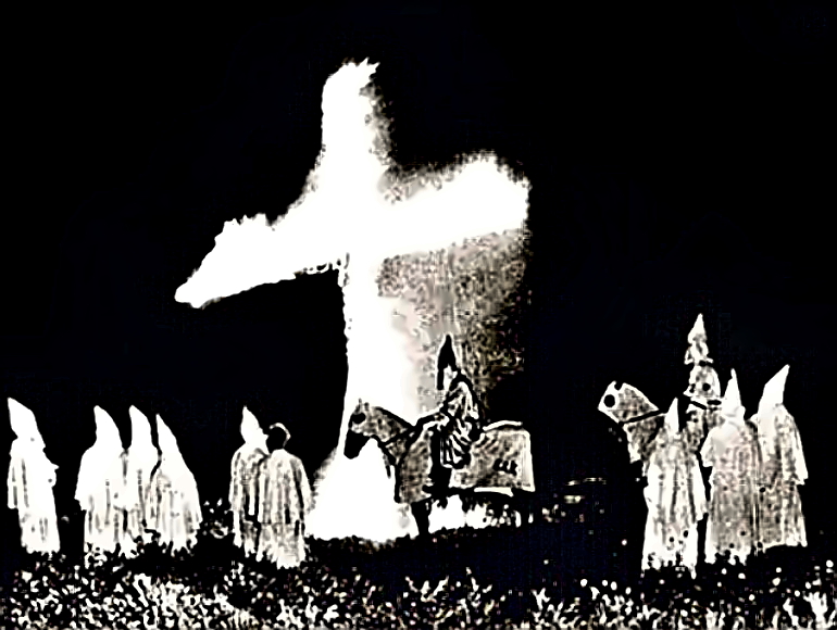 KKK burning cross