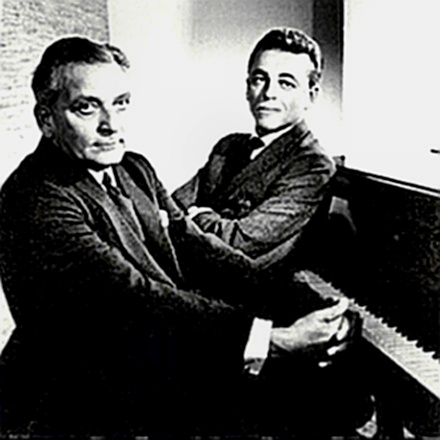 Librettist Alan Lerner with Frederick Loewe at the piano