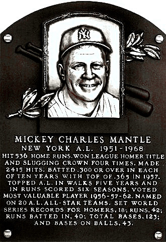Mantle Hall of Fame plaque