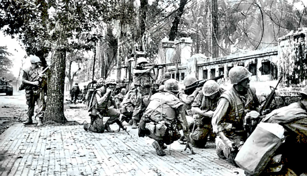 Marines in combat in Hue City, Vietnam