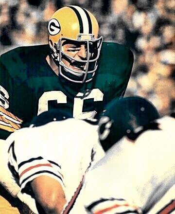 Mr. Nitschke waiting for the ball carrier
