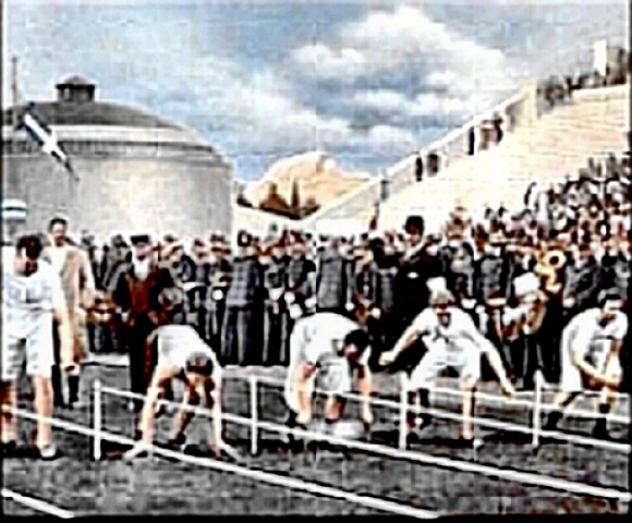 Olympics - 1896 - Start of 100M dash