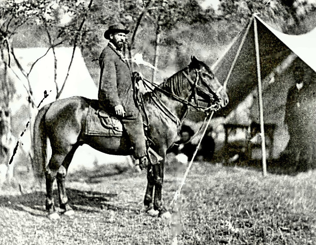 Secret Service founder Allan Pinkerton on horseback