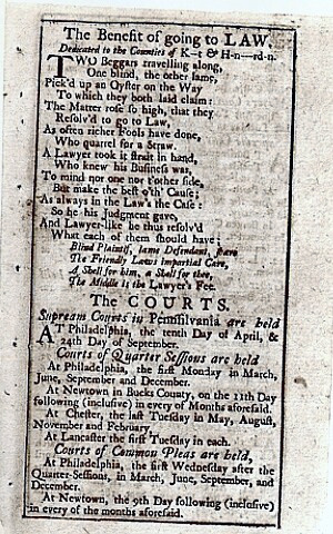 Poor Richards Almanack - Page from 1733 edition