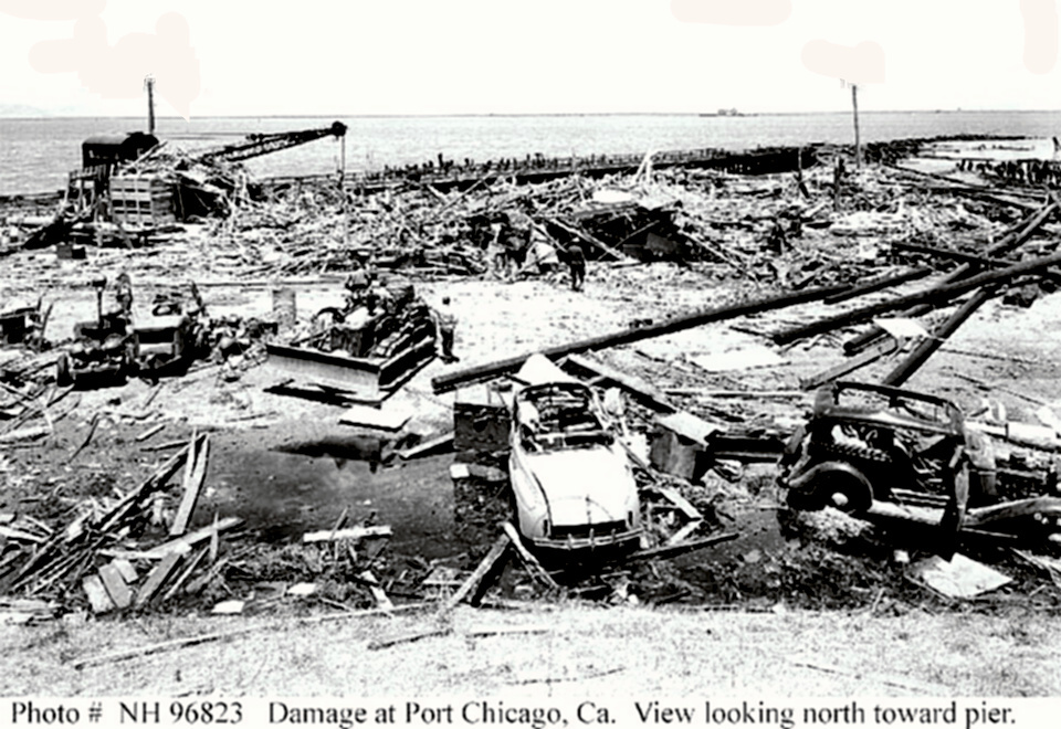 Port Chicago pier devastation after explosion