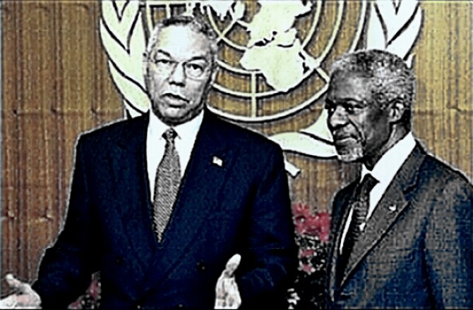 Colin Powell trying to sell Kofi Annan the Iraq War