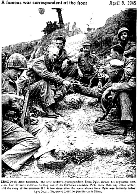 War correspondent Ernie Pyle with the troops