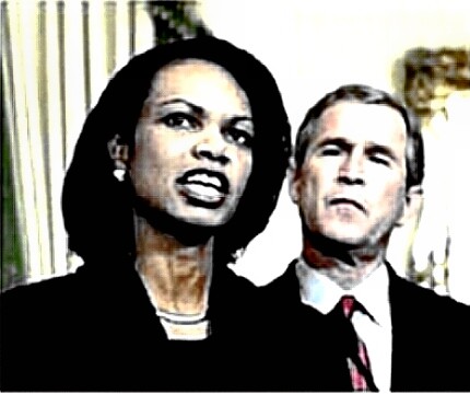 Condi Rice amd Geaorge W. Bush