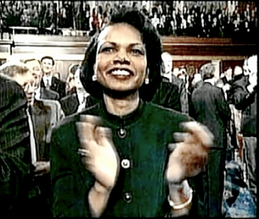 Condoleeza Rice applauds her man