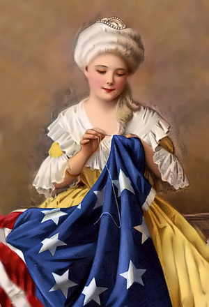 Betsy Ross preparing the flag