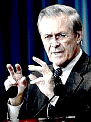 Secretary of Defense Donald Rumsfeld conjuring