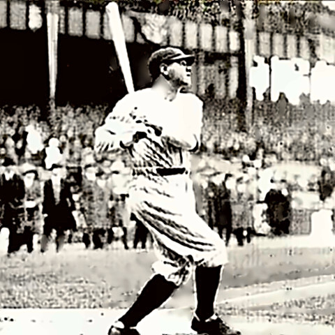 The Bambino, Babe Ruth, hitting one out