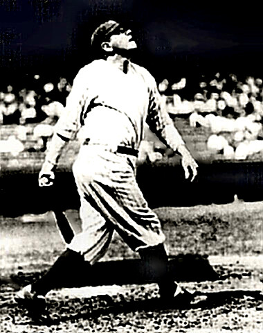 The Bambino, Babe Ruth, hitting one out