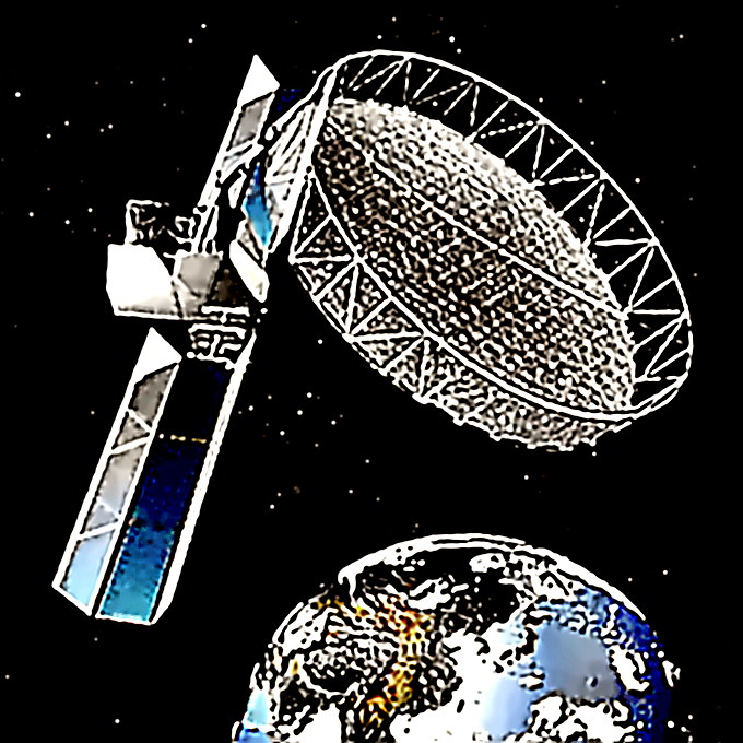 artist drawing of spy satellite