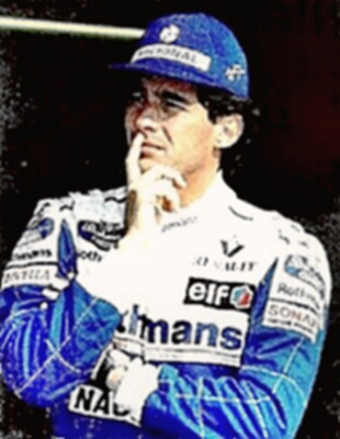 Driver Ayrton Senna looking pensive