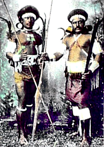 Solomon Islands Native Warriors in full battle dress