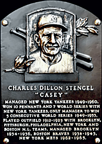 Casey Stengel's Baseball Hall of Fame Plaque