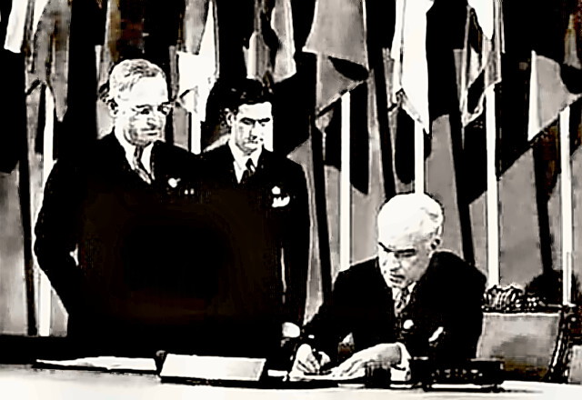 President Truman at UN Charter Signing