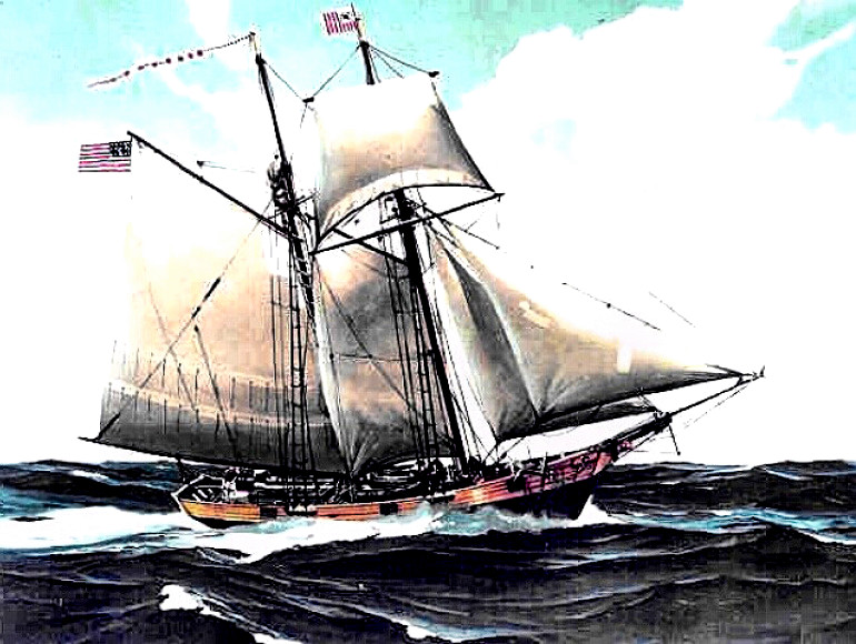 US Revenue Cutter Massachusetts under sail