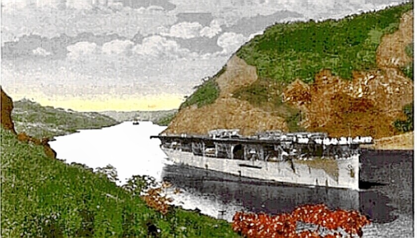 USS Langley (CV-1) in Panama Canal transit