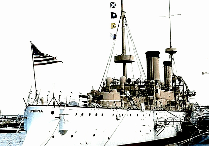 USS Olympia moored in port