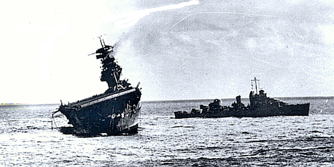 USS Yorktown sinking near Midway